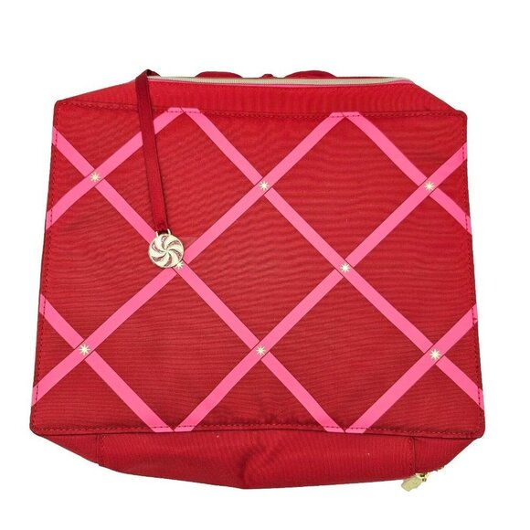 Estee Lauder Beauty Buster Cosmetic Makeup Train Case Red Pink Bag Travel - Picture 1 of 15